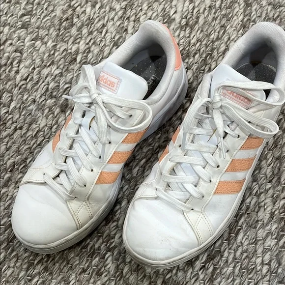 adidas | Shoes | Adidas White And Pink Sneakers With Classic Design |  Poshmark